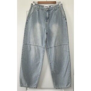 Barrel Jeans 28 PTCL Loose Wide Leg Tapered Pleated Ethikal Brand Blue 30x30